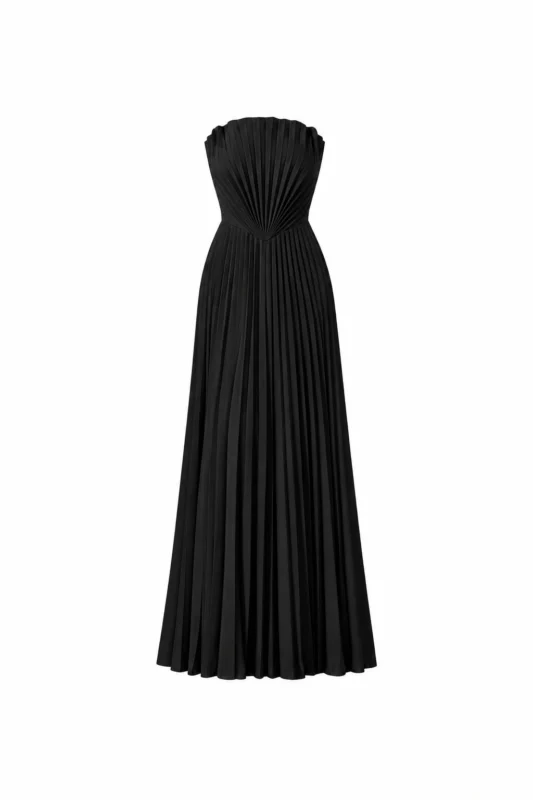 Pleated Off-Shoulder Maxi Dress Shell