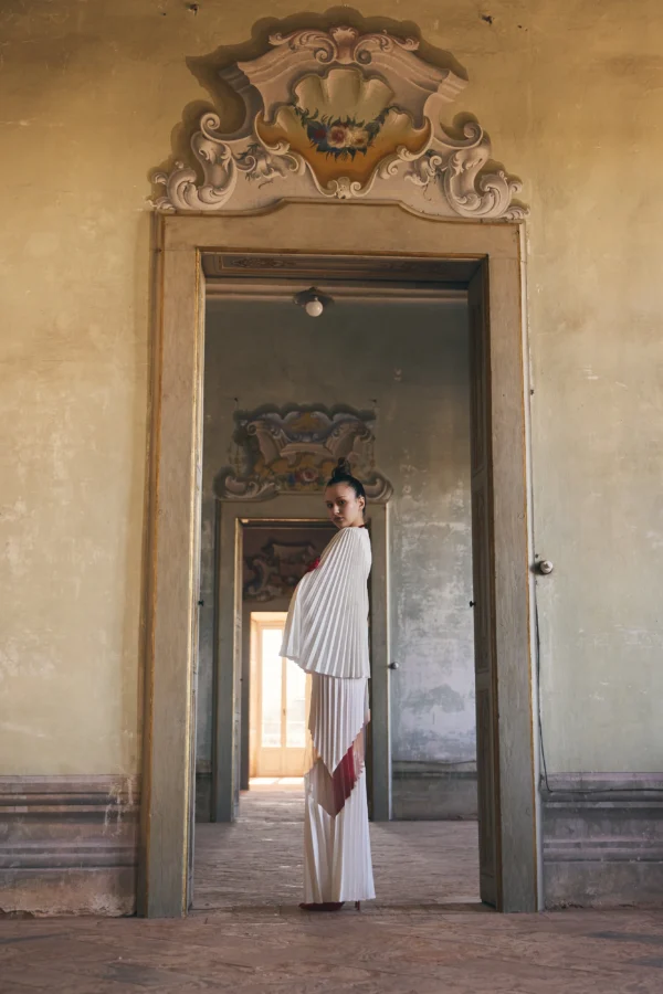 Pleated sleeve wrap blouse handcrafted in Ukraine by REPULO’S