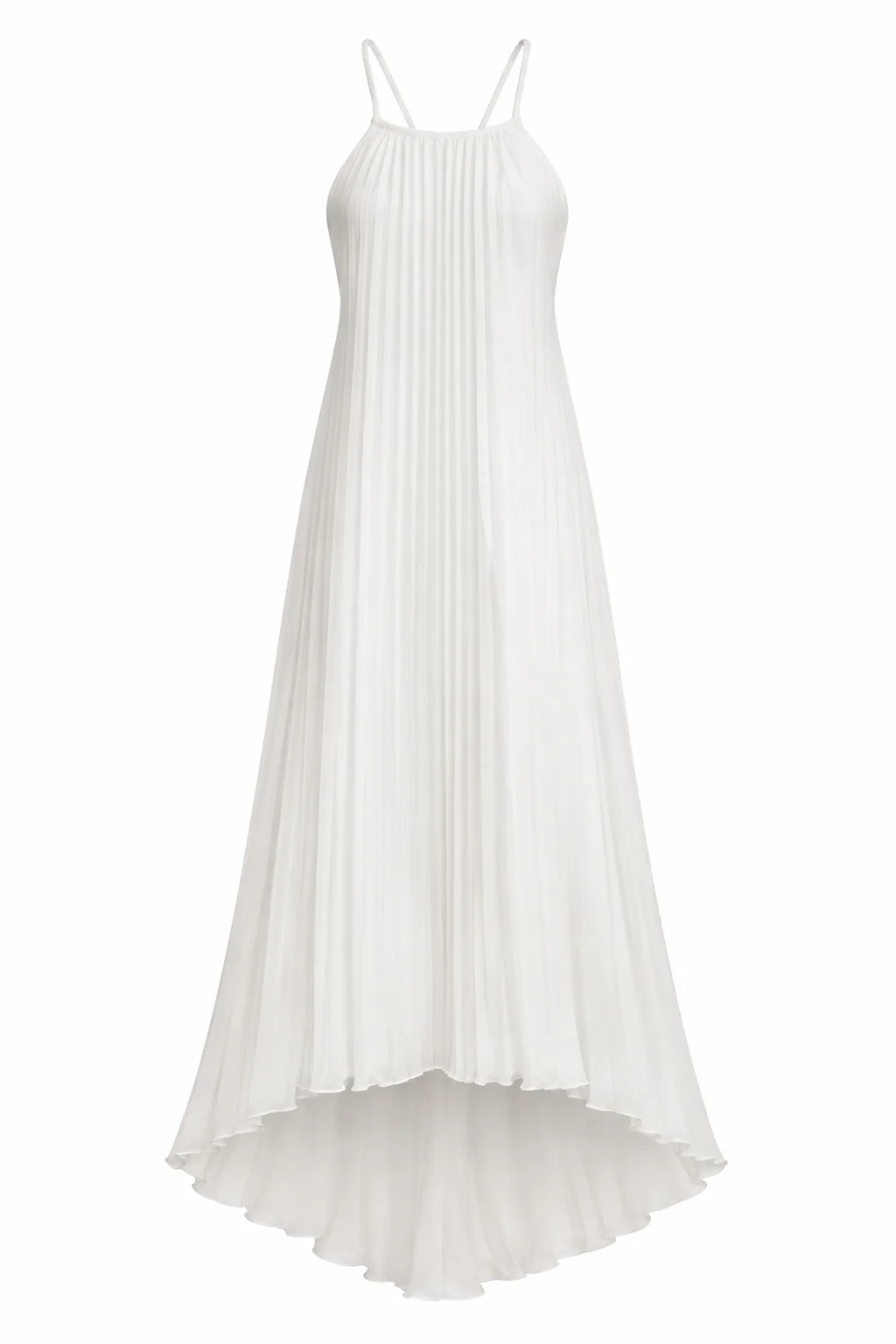 Elegant backless chiffon maxi dress with flowing pleated silhouette by REPULO’S