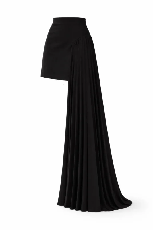 Mini skirt with pleated side train by REPULO’S