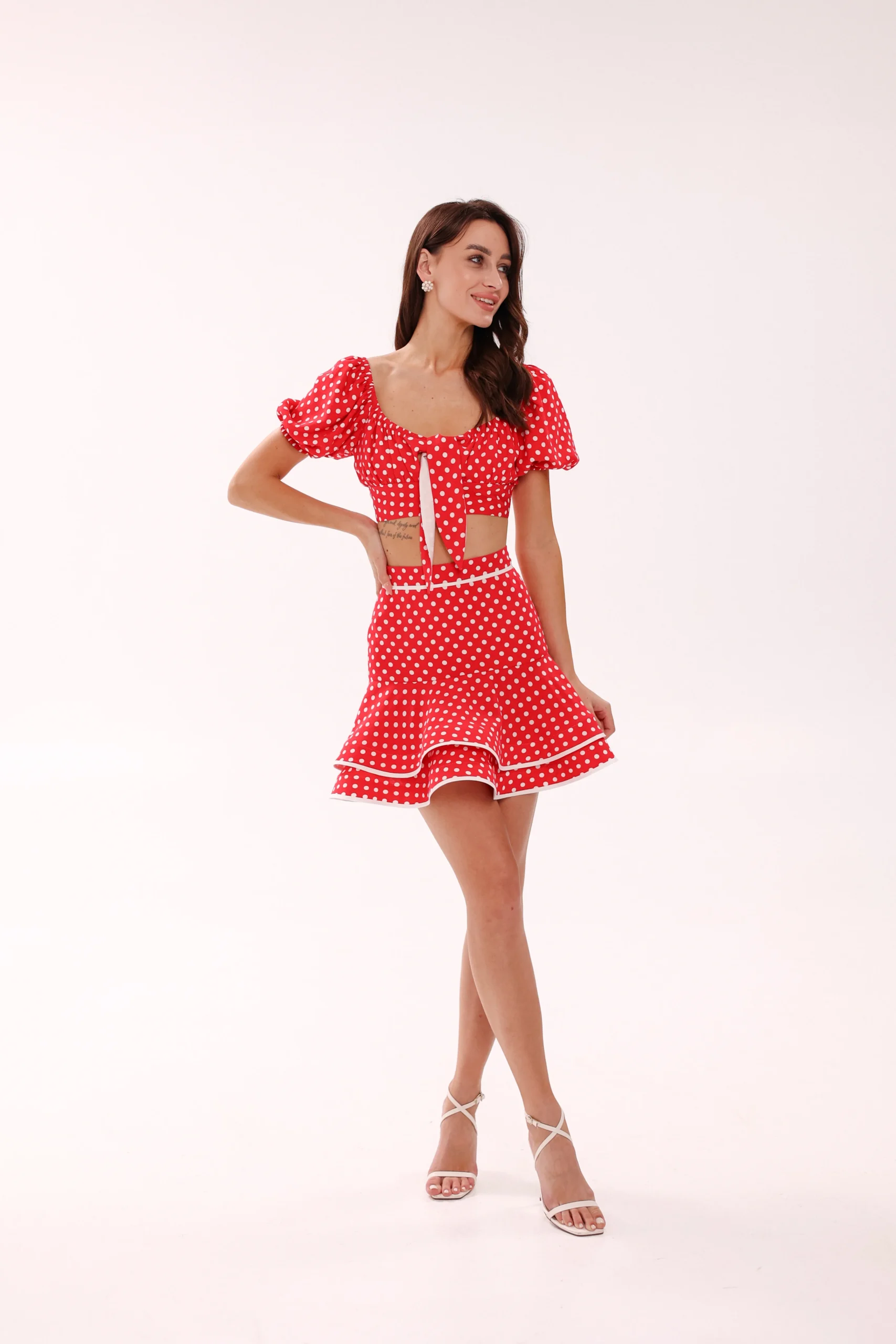 Elegant cotton mini skirt with feminine flared silhouette by REPULO’S