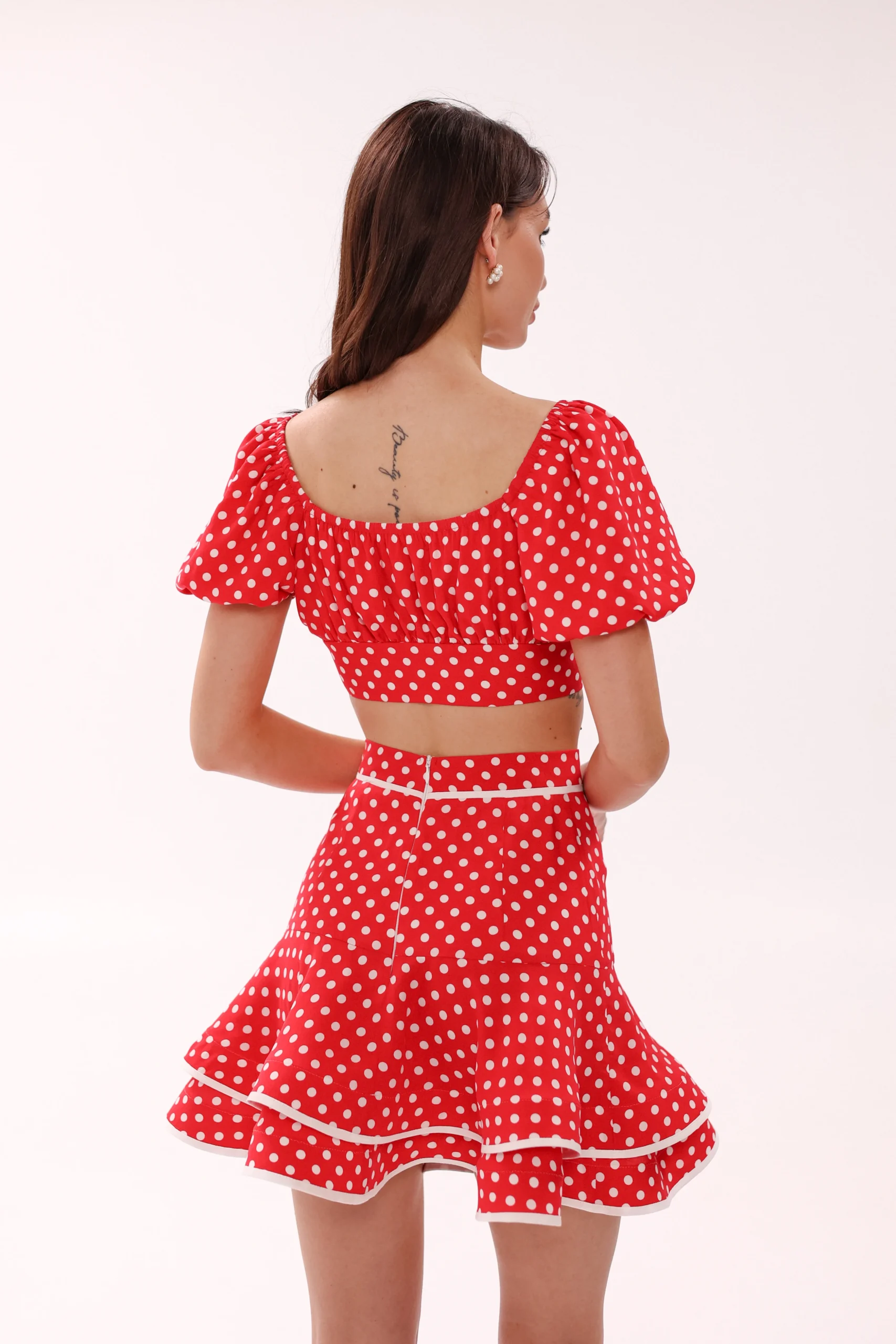 Vintage-inspired polka dot skirt handcrafted by REPULO’S
