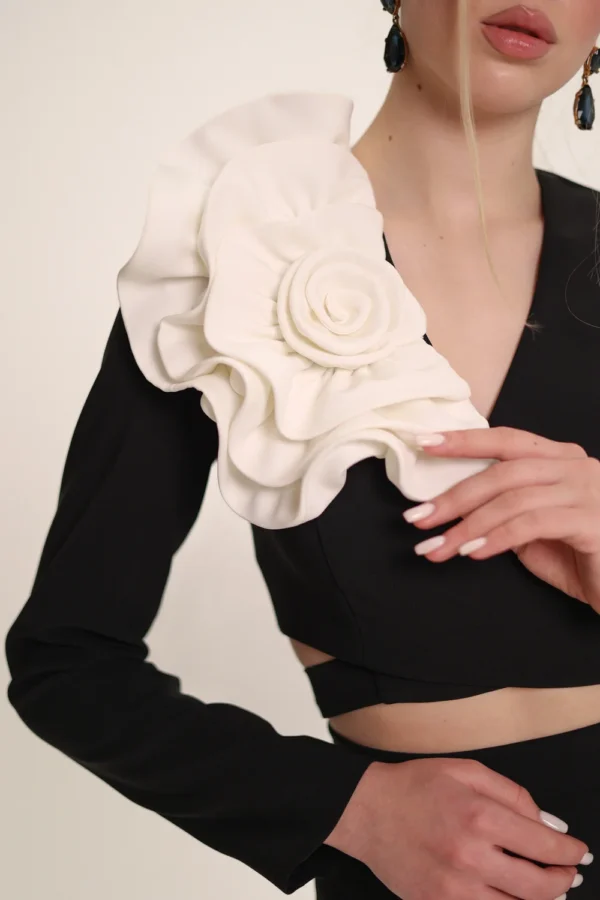 Designer floral blazer with structured wrap silhouette by Ukrainian fashion brand REPULO’S