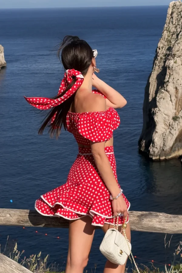 Romantic red polka dot skirt inspired by French Riviera style by REPULO’S