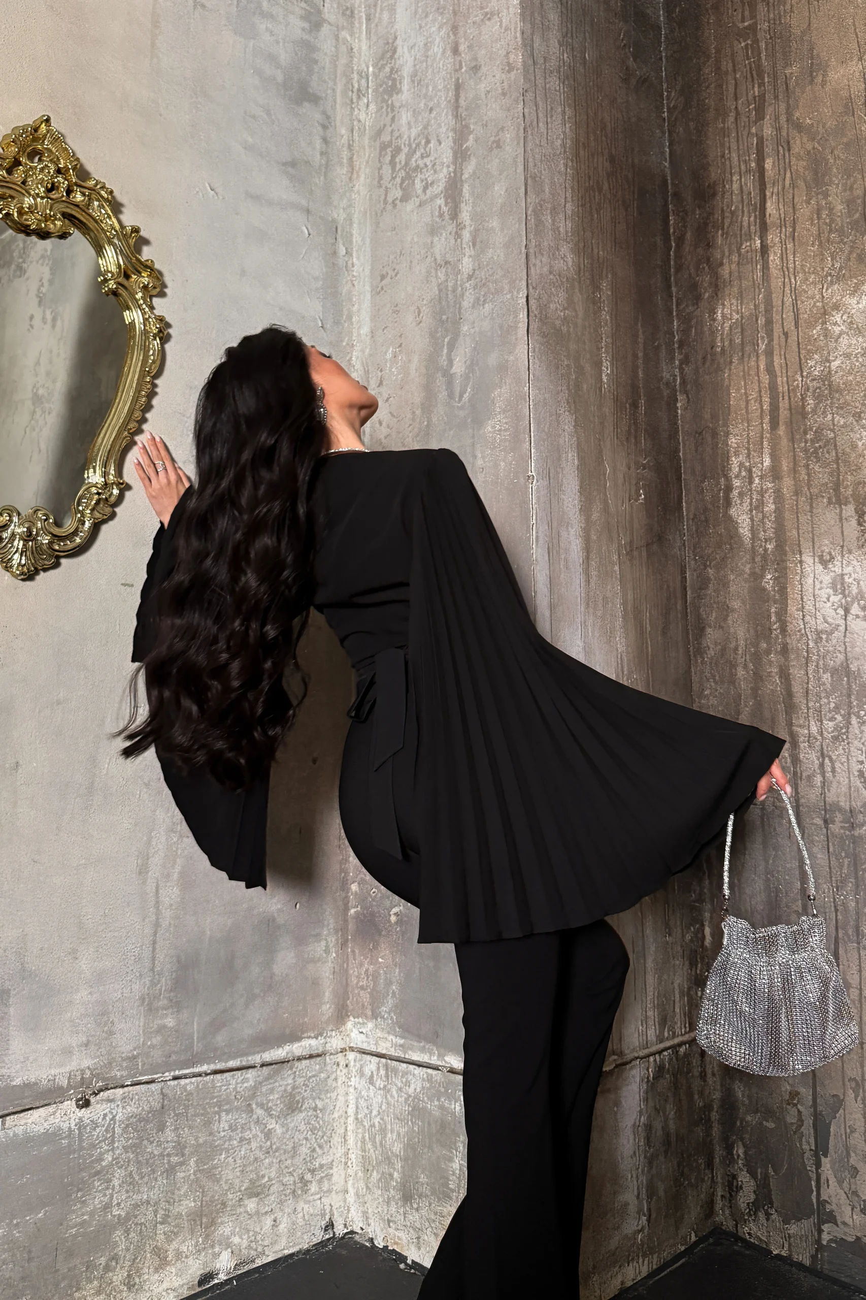 Designer crop wrap blouse with structured tailoring by REPULO’S