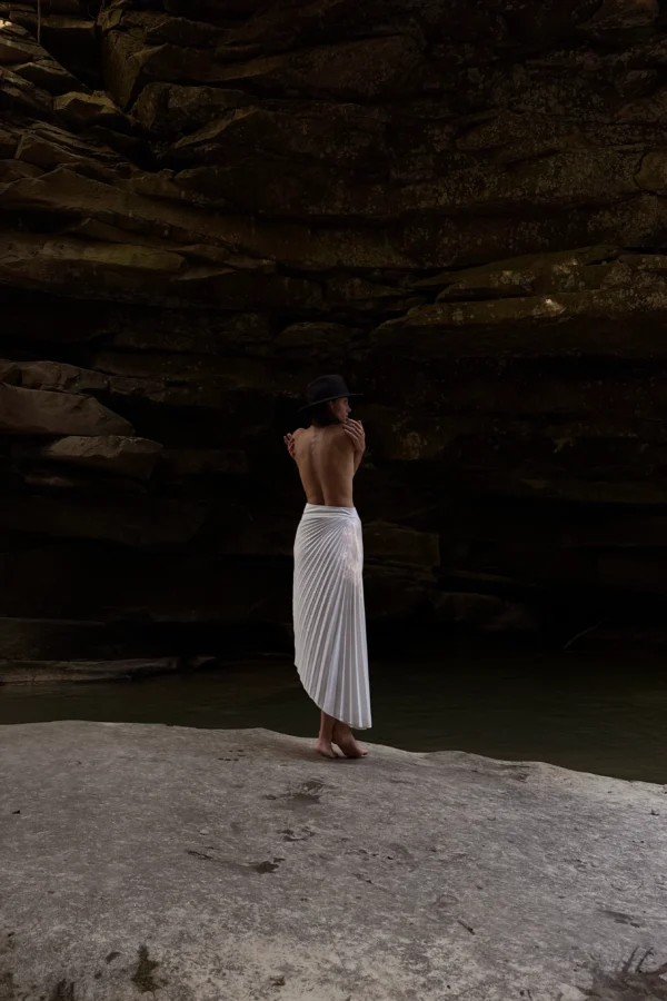 Luxury asymmetrical midi skirt handcrafted in Ukraine by REPULO’S