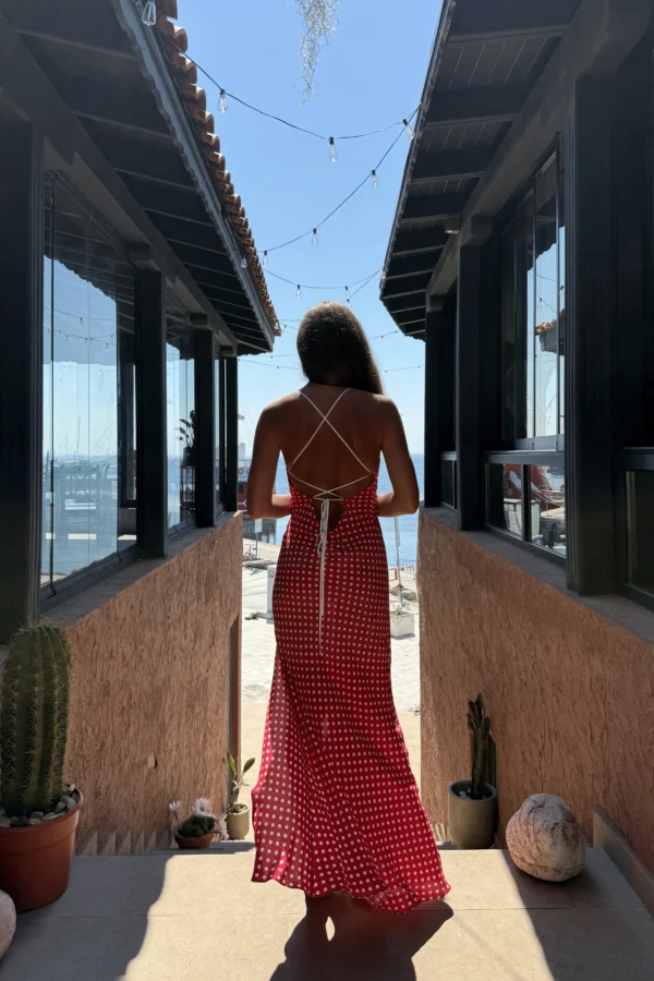 French Riviera inspired polka dot midi dress by REPULO’S