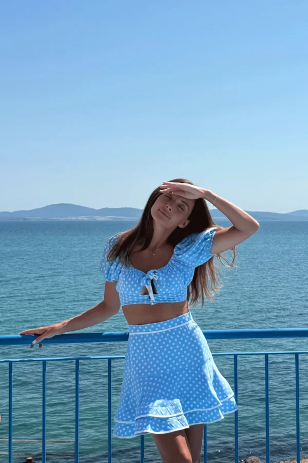 Romantic blue polka dot skirt inspired by French Riviera style by REPULO’S