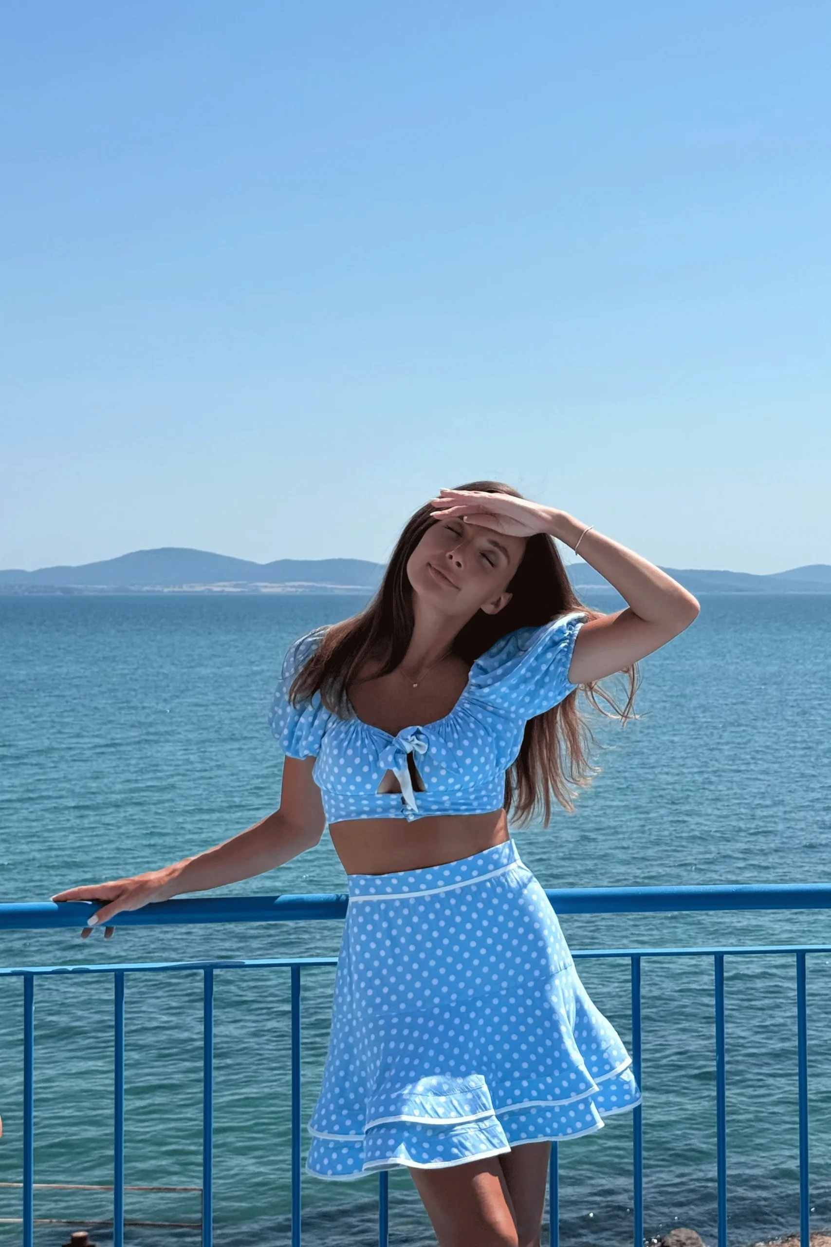 Romantic blue polka dot skirt inspired by French Riviera style by REPULO’S