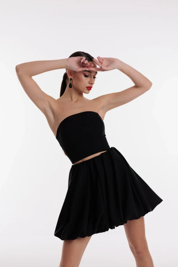 Black corset bustier top with adjustable lace-up back by REPULO’S