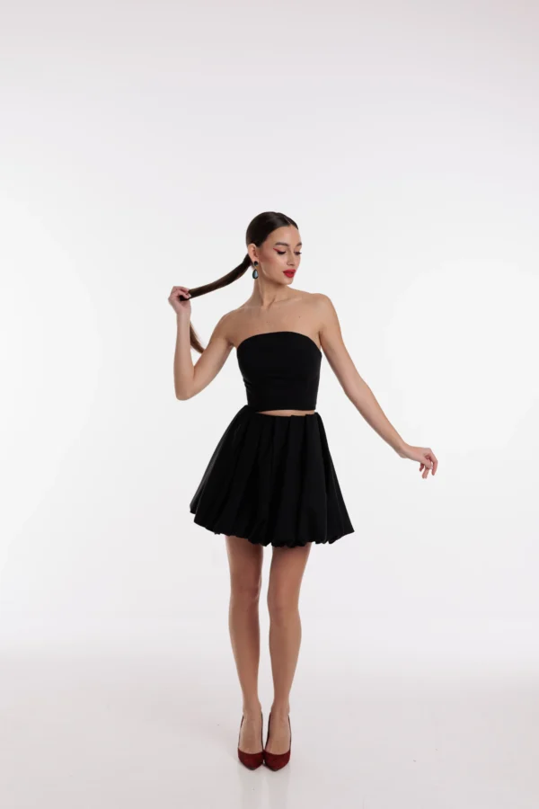 Designer black corset top with structured boning by REPULO’S