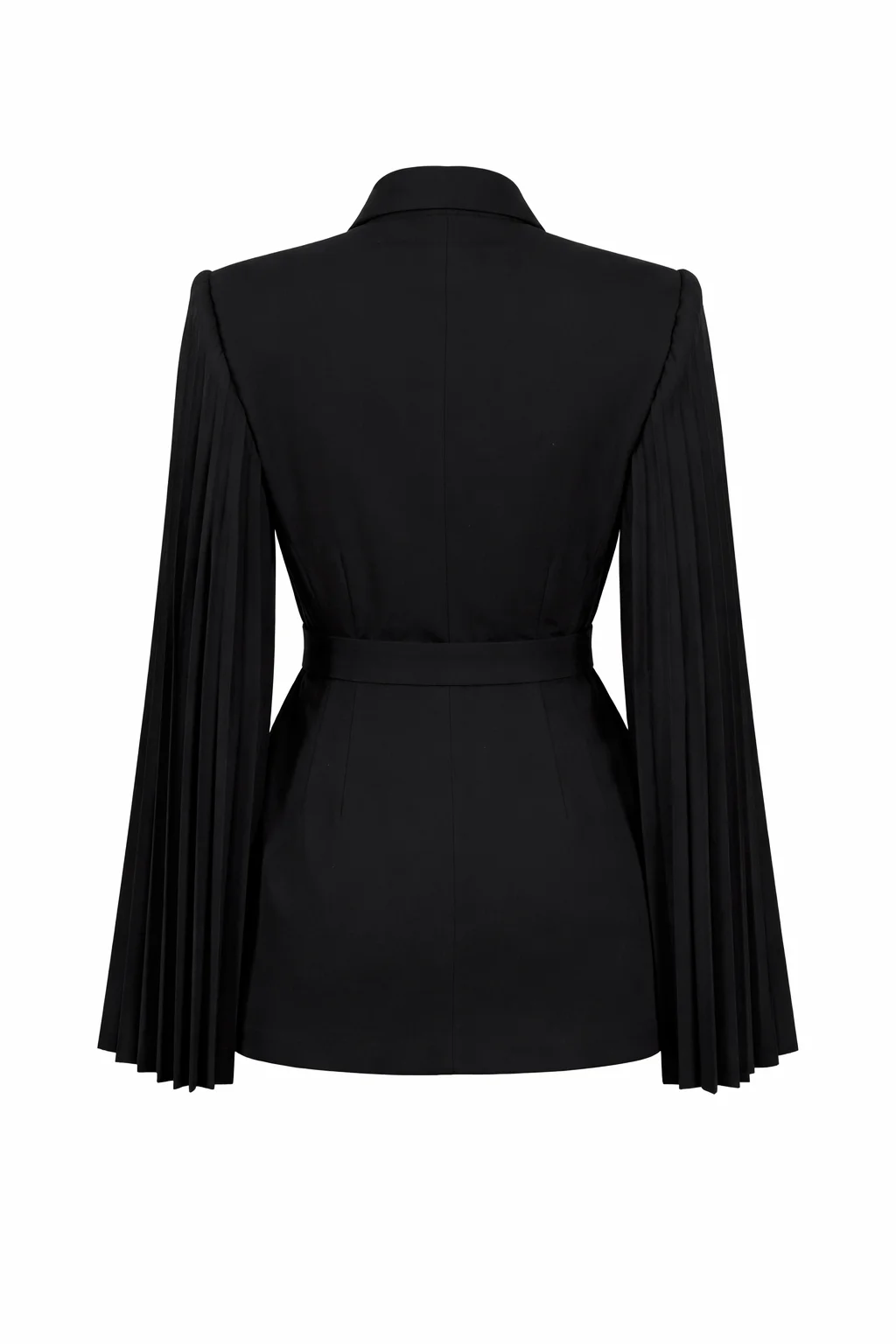 Women’s black structured blazer with pleated sleeves by REPULO’S