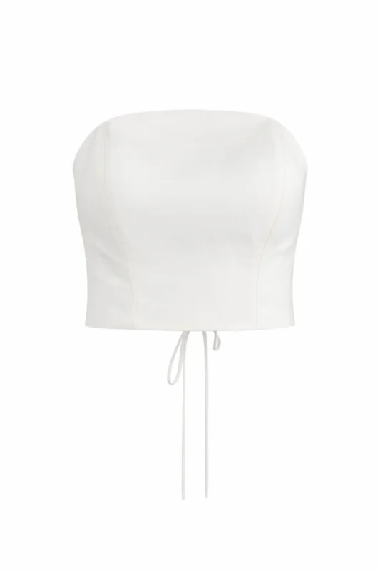 White corset bustier top with adjustable lace-up back by REPULO’S
