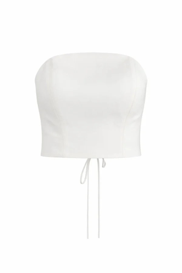 White corset bustier top with adjustable lace-up back by REPULO’S