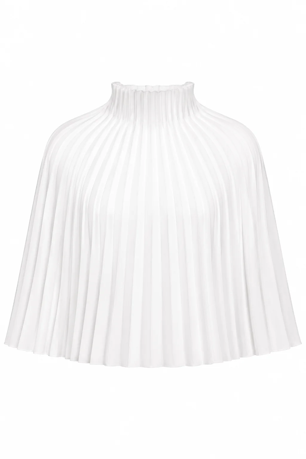 Pleated white cape with elegant turtleneck by REPULO’S