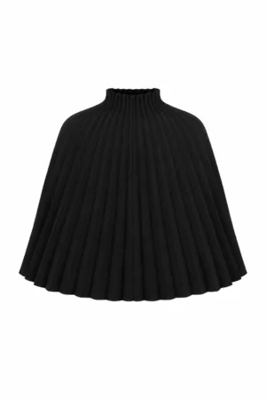 Pleated Cape with Turtleneck Shell