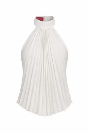 Elegant pleated halter neck top for sophisticated summer styling by REPULO’S