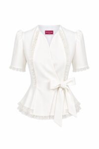 Short sleeve peplum blazer with tailored feminine silhouette by REPULO’S