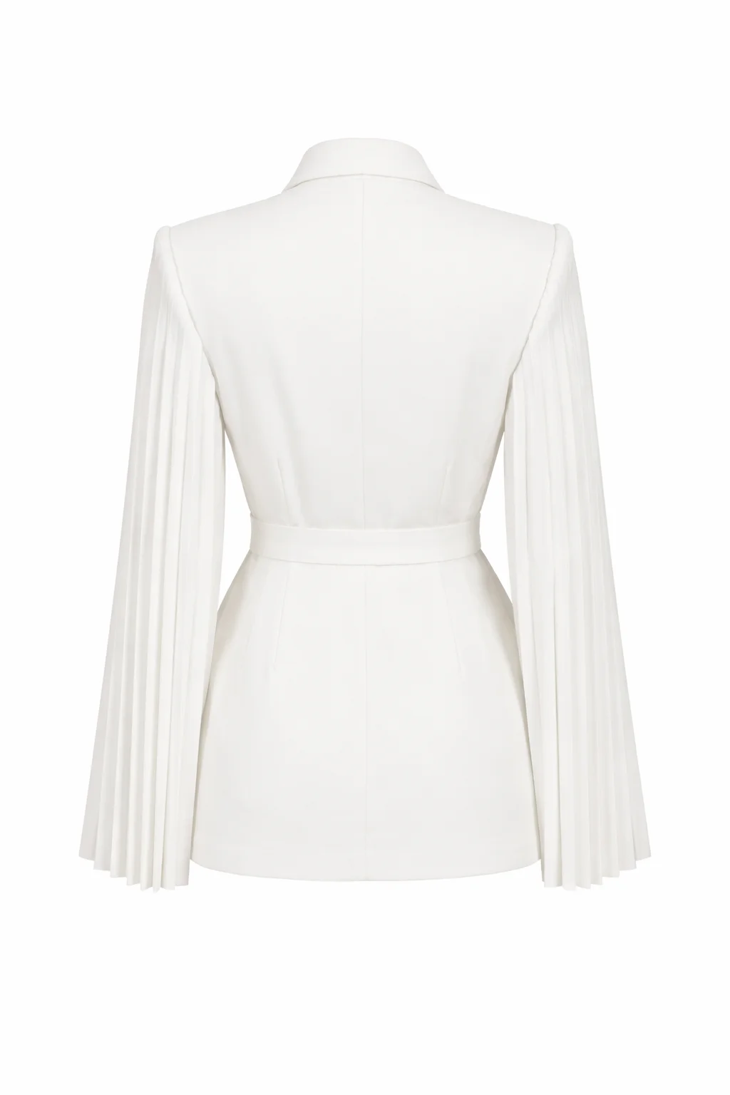 Women’s white structured blazer with pleated sleeves by REPULO’S