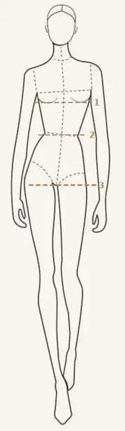 REPULO'S size guide — how to measure bust, waist and hips on a female figure