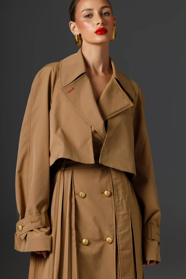 Damen-Trenchcoat Amber mit breiten Revers und Plissee-Rücken, REPULO'S