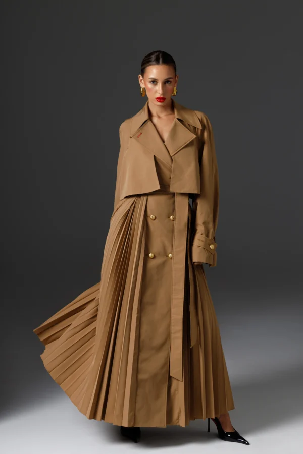 Designer-Trenchcoat für Damen Amber mit auffälligem Plissee-Rücken, REPULO'S
