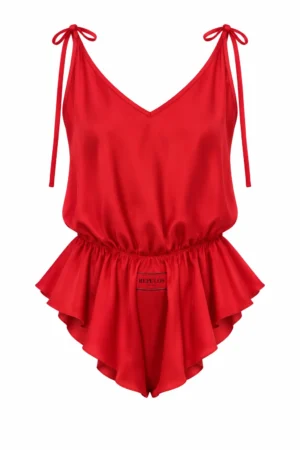 Damen-Satinbody mit Schlafmaske Candy in Rot, REPULO'S