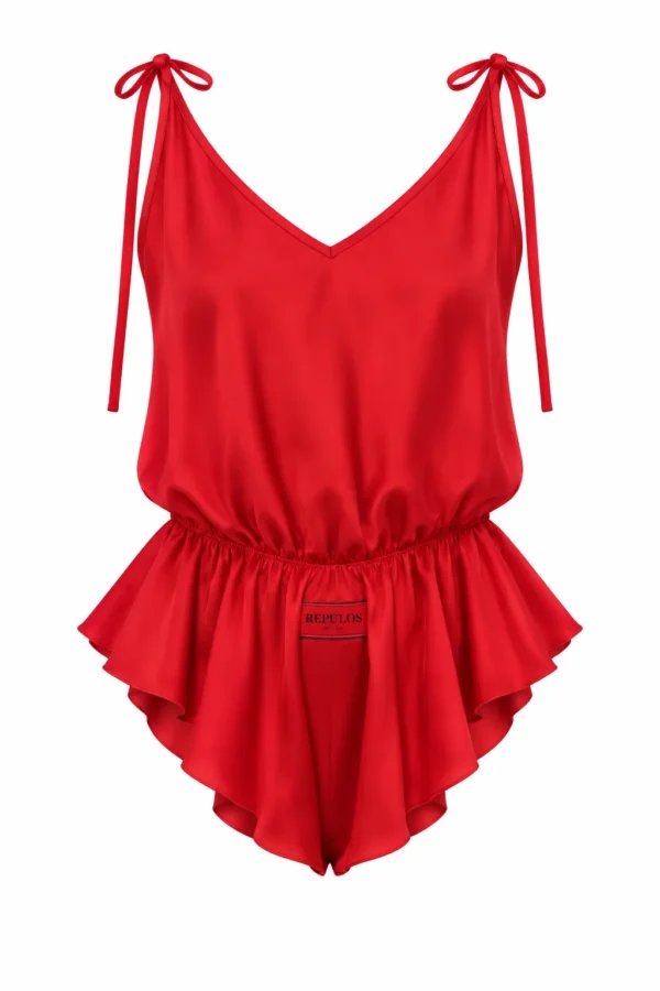 Damen-Satinbody mit Schlafmaske Candy in Rot, REPULO'S