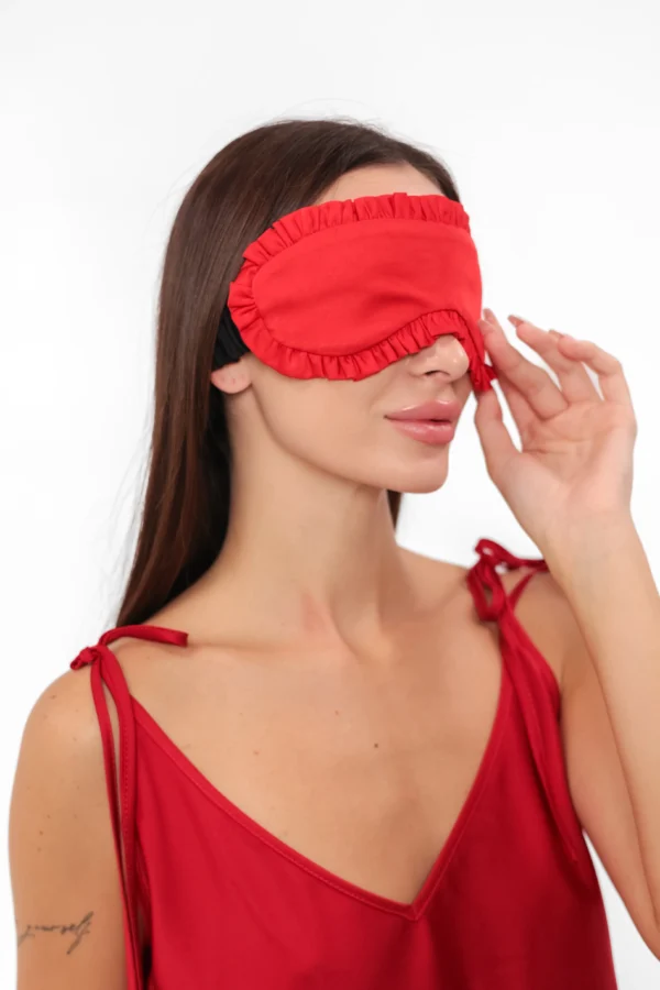 Rotes Satin-Set Candy mit Body und Schlafmaske, REPULO'S
