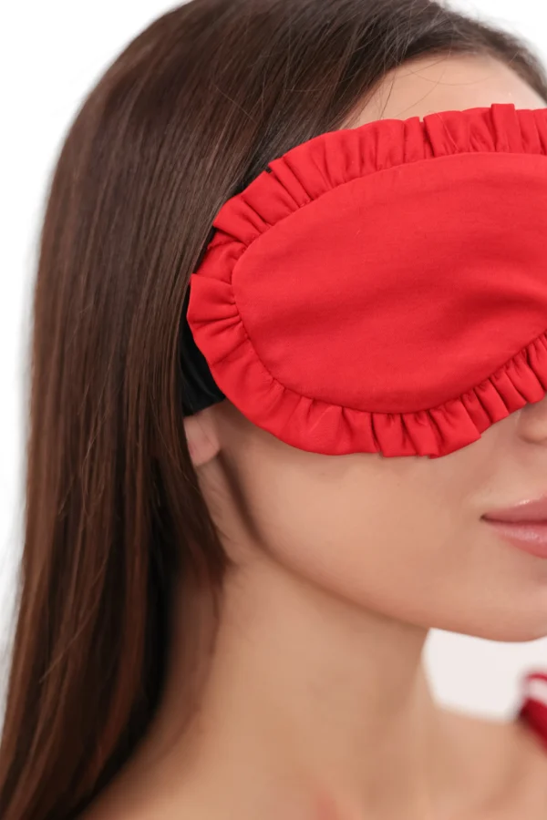 Rote Satin-Schlafmaske Candy mit Rüschenrand, REPULO'S