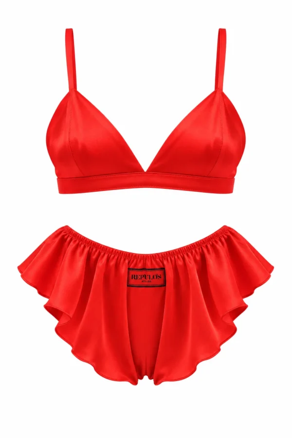 Damen-Dessous-Set aus Satin Candy in Rot, REPULO'S