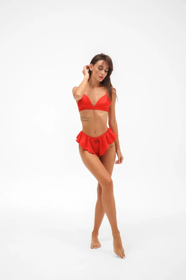 Rotes Satin-Dessous-Set Candy mit BH und Slip, REPULO'S