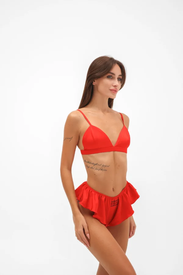 Rotes Dessous-Set Candy mit BH, Slip und Haarschmuck, REPULO'S