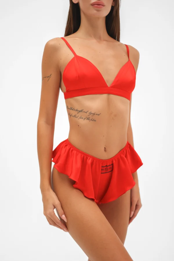 Roter Satin-Slip Candy mit Rüschen, REPULO'S