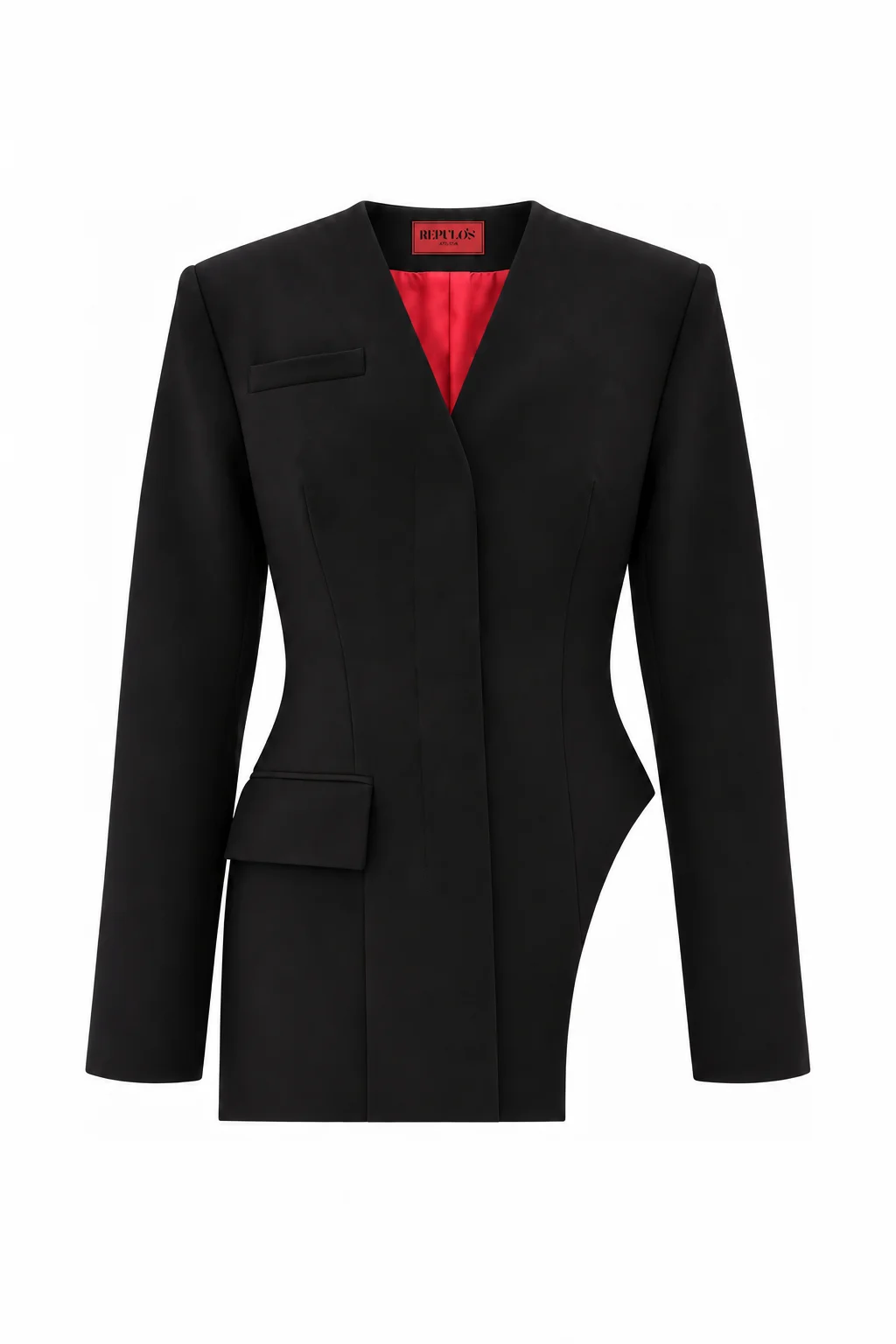 Tailored Collarless Blazer with Side Cutout Eclipse, REPULO’S