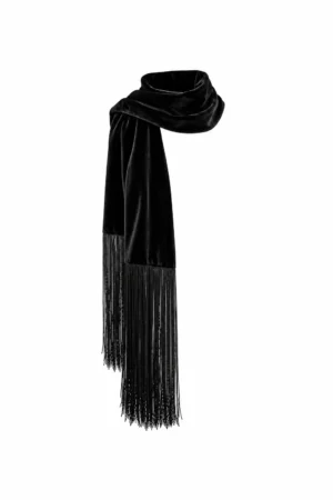 Long black women’s velvet scarf Lure, REPULO’S