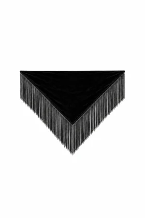 Black women’s velvet triangle fringe scarf Lure, REPULO’S