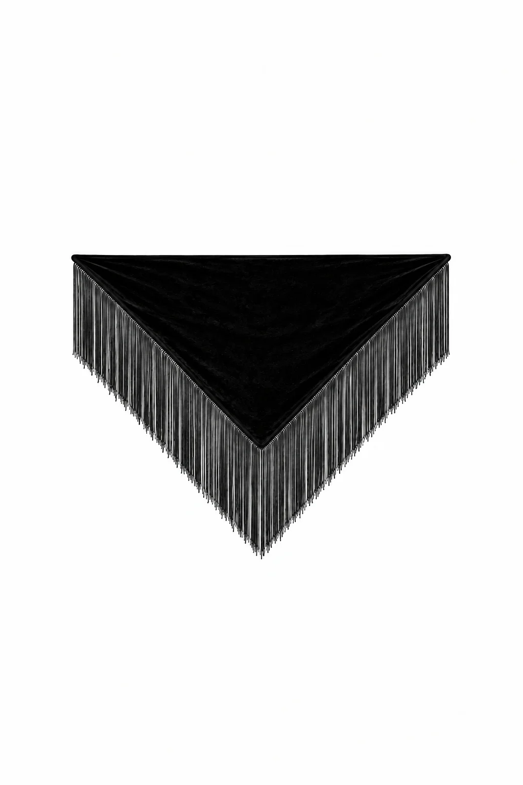Black women’s velvet triangle fringe scarf Lure, REPULO’S