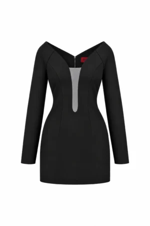 Figurbetontes Minikleid mit tiefem V-Ausschnitt Monroe in Schwarz, REPULO'S