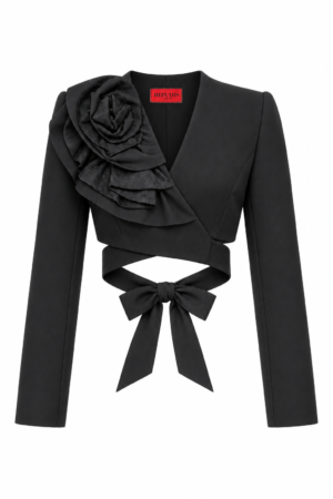 Blazer court portefeuille à fleur effet daim Bloom, REPULO'S