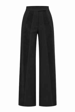 Pantaloni dritti da donna con inserti effetto scamosciato Dina in nero, REPULO'S
