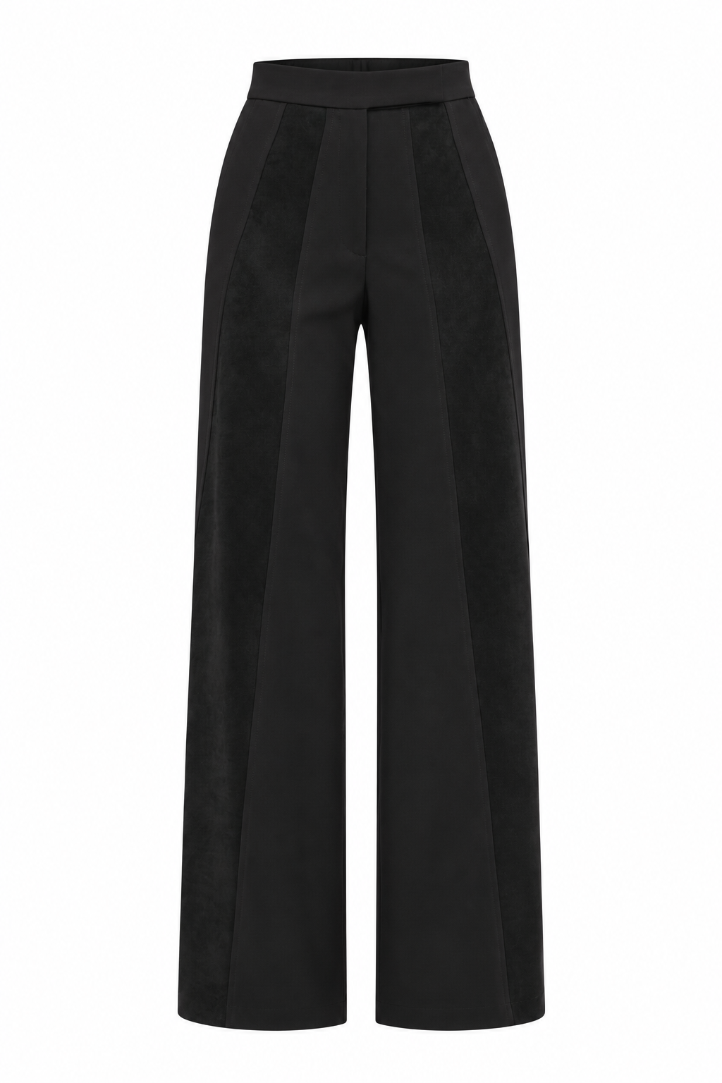 Pantaloni dritti da donna con inserti effetto scamosciato Dina in nero, REPULO'S