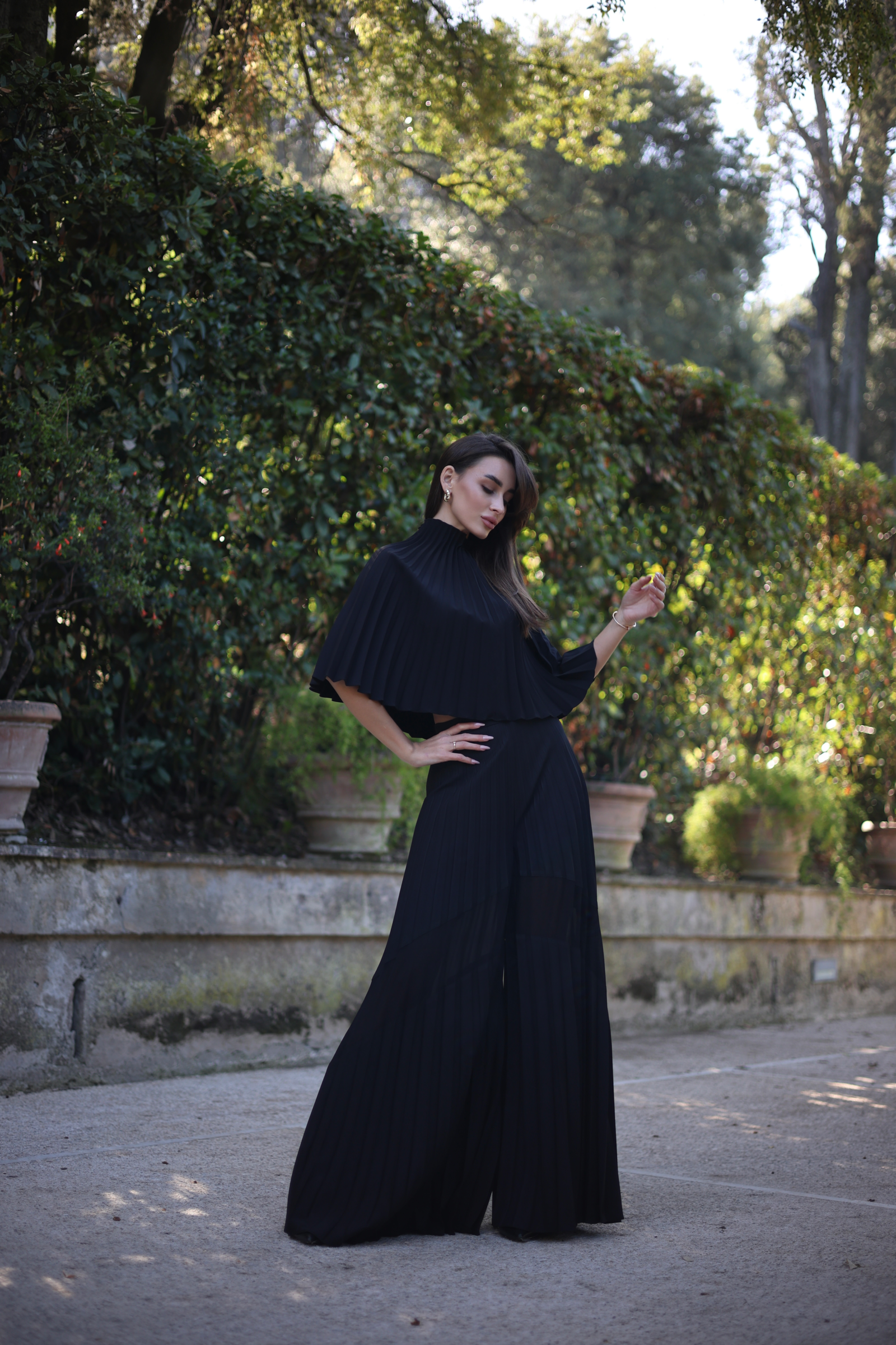 Pantalon plissé femme Shell à empiècements en mousseline semi-transparente, REPULO'S