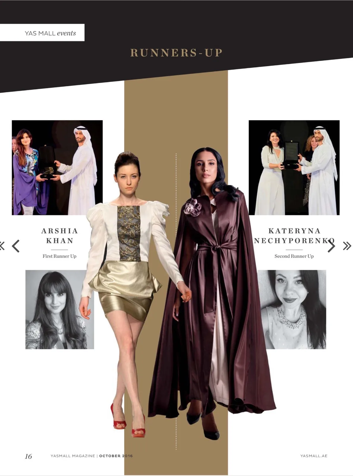 Yas Mall Magazine, octubre de 2016: Kateryna Nechyporenko, Second Runner Up